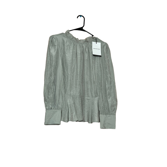 who what wear green polka dots halter neck ruffle cuff long sleeve blouse sz xs - Picture 1 of 11